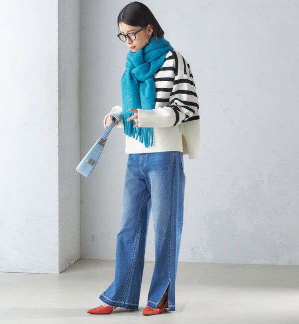 SHIPS for women「刺繍 モへヤ ミックス マフラー」|マフラー|