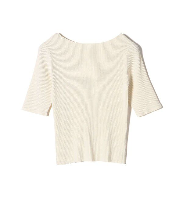 SHIPS for women「〈手洗い可能〉ボートネック 5分袖 リブ ニット」|ニット・セーター|