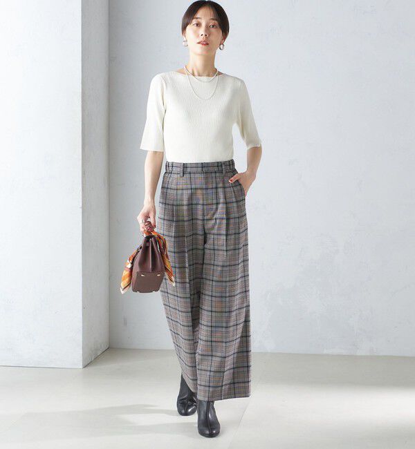 SHIPS for women「〈手洗い可能〉ボートネック 5分袖 リブ ニット」|ニット・セーター|