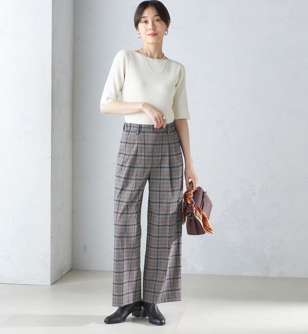 SHIPS for women「〈手洗い可能〉ボートネック 5分袖 リブ ニット」|ニット・セーター|