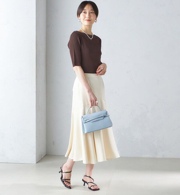 SHIPS for women「〈手洗い可能〉ボートネック 5分袖 リブ ニット」|ニット・セーター|