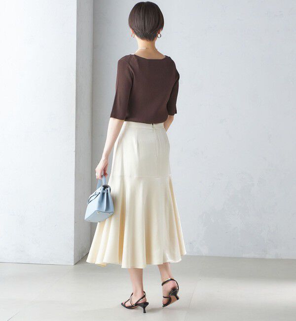 SHIPS for women「〈手洗い可能〉ボートネック 5分袖 リブ ニット」|ニット・セーター|