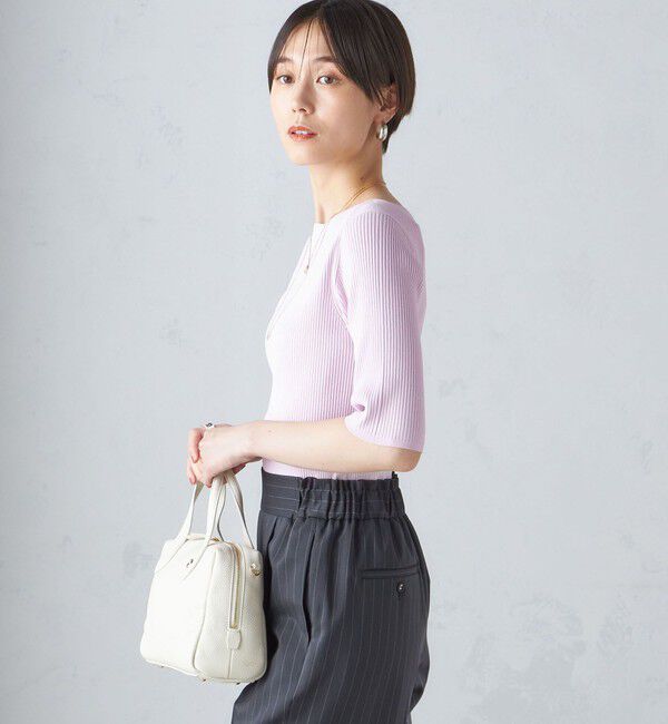 SHIPS for women「〈手洗い可能〉ボートネック 5分袖 リブ ニット」|ニット・セーター|