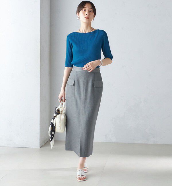 SHIPS for women「〈手洗い可能〉ボートネック 5分袖 リブ ニット」|ニット・セーター|