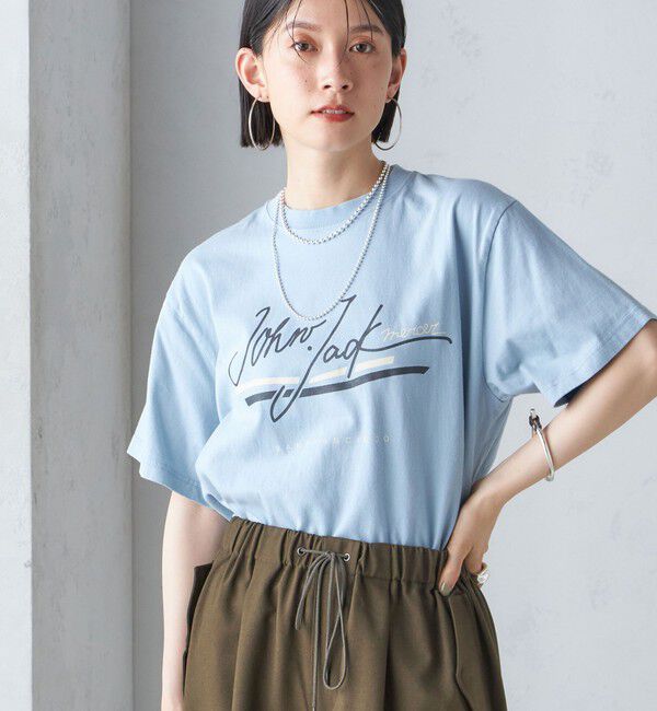 SHIPS for women「J.J.MERCER:〈洗濯機可能〉プリント TEE」|Tシャツ・カットソー|スカイブルー