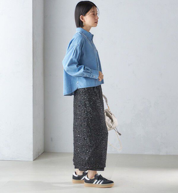 SHIPS for women「〈手洗い可能〉スパンコール Iライン スカート」|スカート|