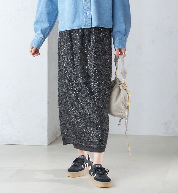 SHIPS for women「〈手洗い可能〉スパンコール Iライン スカート」|スカート|