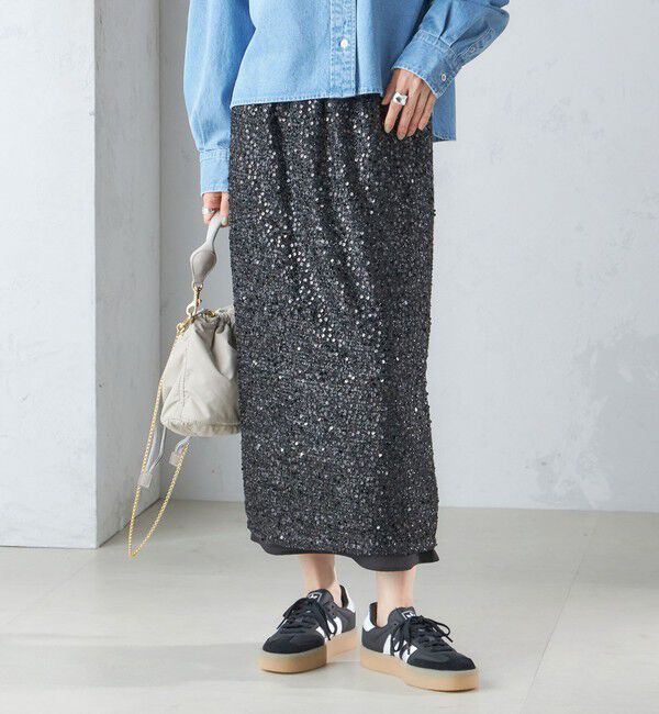SHIPS for women「〈手洗い可能〉スパンコール Iライン スカート」|スカート|