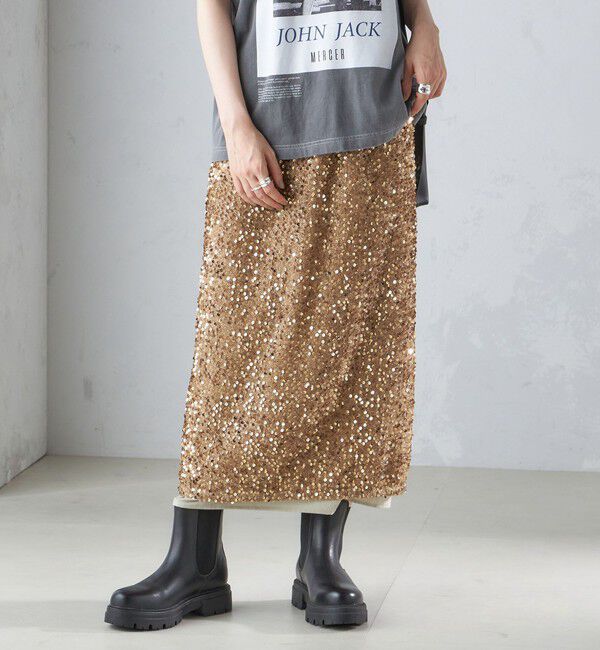 SHIPS for women「〈手洗い可能〉スパンコール Iライン スカート」|スカート|