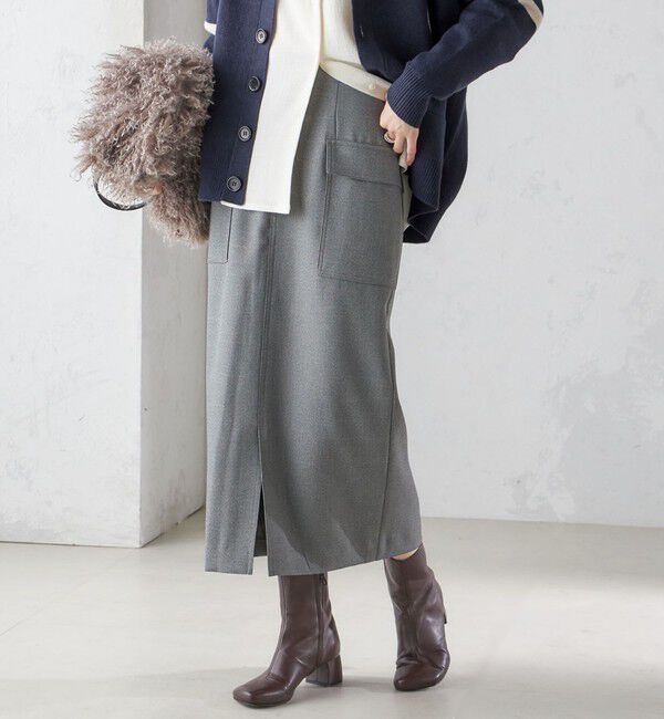 SHIPS for women「〈手洗い可能〉シャーク ツイード ポケット スカート」|スカート|ダークグレー