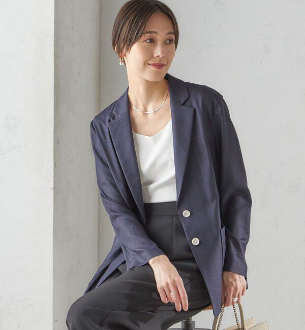 SHIPS for women「〈接触冷感/手洗い可能〉トリアセテート混 シングル 2ボタン ジャケット」|テーラードジャケット|