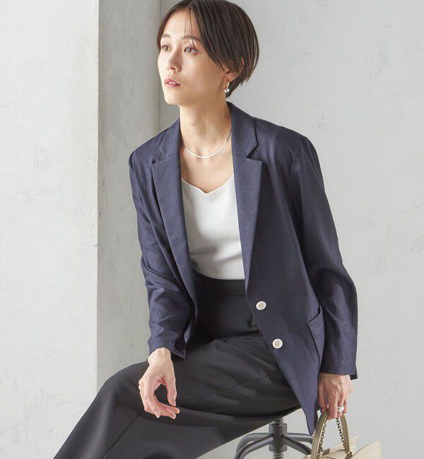 SHIPS for women「〈接触冷感/手洗い可能〉トリアセテート混 シングル 2ボタン ジャケット」|テーラードジャケット|