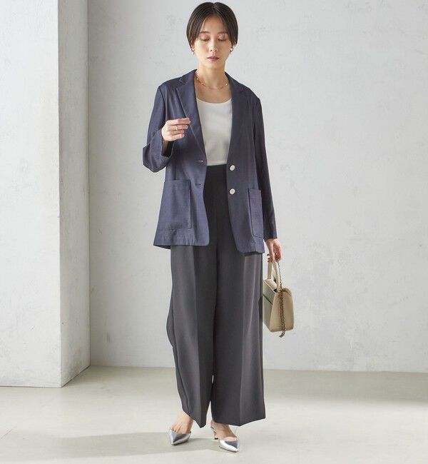 SHIPS for women「〈接触冷感/手洗い可能〉トリアセテート混 シングル 2ボタン ジャケット」|テーラードジャケット|