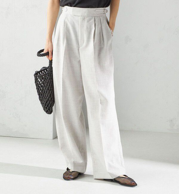 SHIPS for women「〈手洗い可能〉Asami 麻調合繊 2タック ワイドパンツ」|その他|