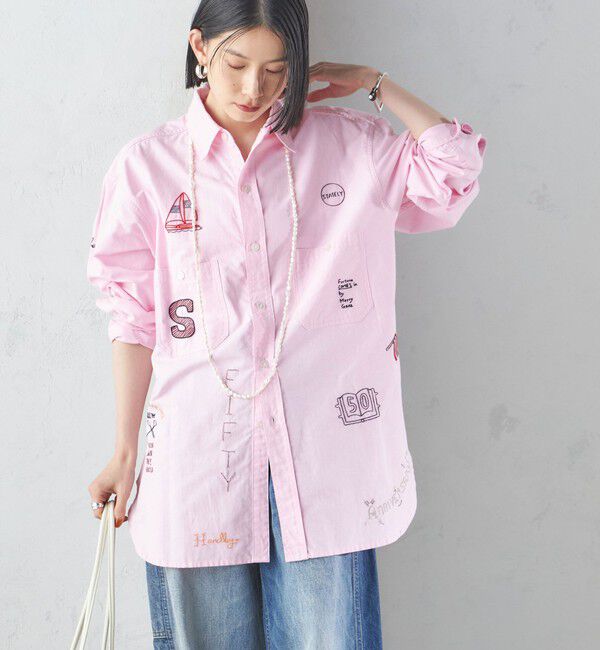 SHIPS for women「【SHIPS別注】WHITE FIELD: エンブロイダリー シャツ」|シャツ・ブラウス|ピンク