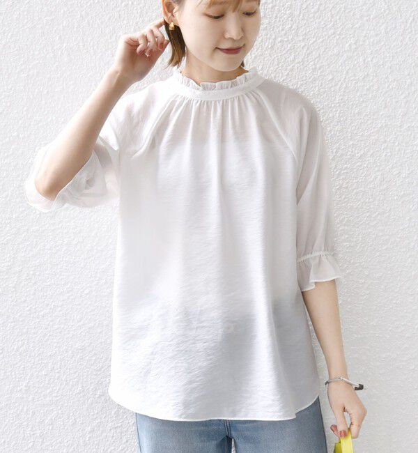 SHIPS for women「〈洗濯機可能〉前後 2WAY フリル リボン シアー ブラウス」|シャツ・ブラウス|