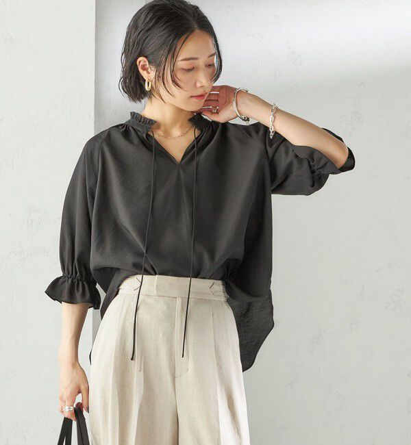 SHIPS for women「〈洗濯機可能〉前後 2WAY フリル リボン シアー ブラウス」|シャツ・ブラウス|