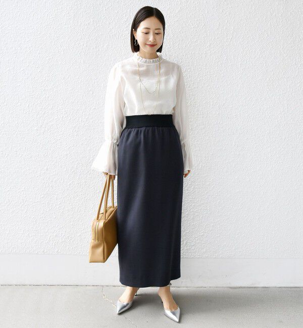 SHIPS for women「〈手洗い可能〉シルク混 シャイニー フリル スリーブ ブラウス」|シャツ・ブラウス|