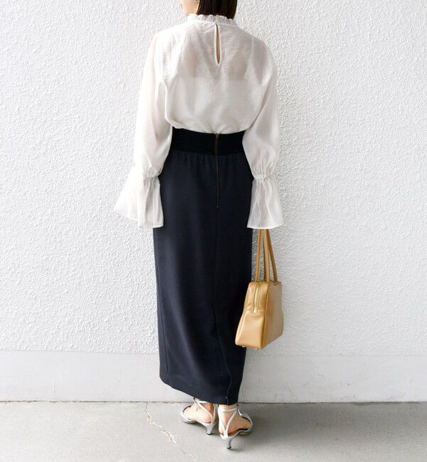 SHIPS for women「〈手洗い可能〉シルク混 シャイニー フリル スリーブ ブラウス」|シャツ・ブラウス|