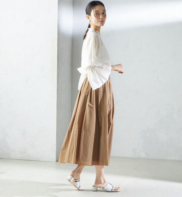 SHIPS for women「〈手洗い可能〉シルク混 シャイニー フリル スリーブ ブラウス」|シャツ・ブラウス|