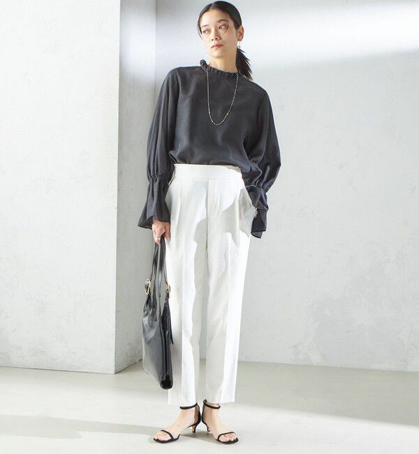 SHIPS for women「〈手洗い可能〉シルク混 シャイニー フリル スリーブ ブラウス」|シャツ・ブラウス|