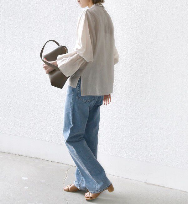 SHIPS for women「〈手洗い可能〉シルク混 シャイニー フリル スリーブ ブラウス」|シャツ・ブラウス|