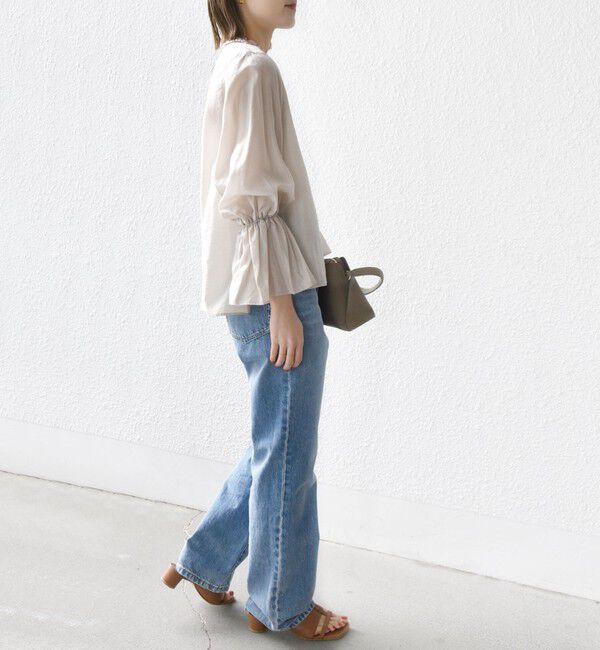 SHIPS for women「〈手洗い可能〉シルク混 シャイニー フリル スリーブ ブラウス」|シャツ・ブラウス|