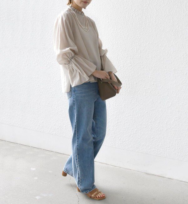 SHIPS for women「〈手洗い可能〉シルク混 シャイニー フリル スリーブ ブラウス」|シャツ・ブラウス|