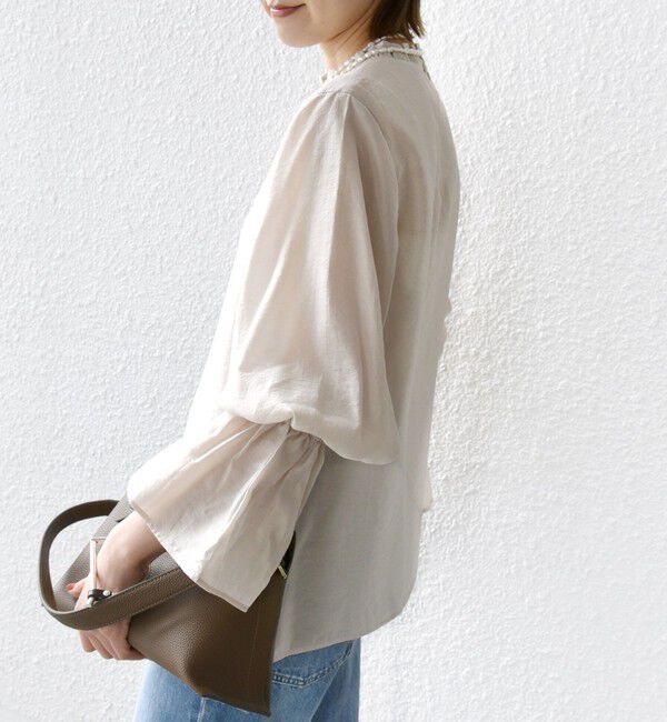 SHIPS for women「〈手洗い可能〉シルク混 シャイニー フリル スリーブ ブラウス」|シャツ・ブラウス|