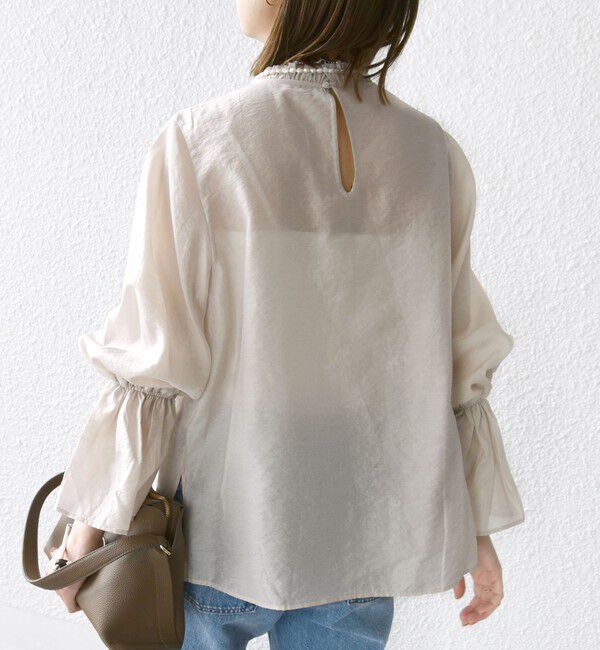 SHIPS for women「〈手洗い可能〉シルク混 シャイニー フリル スリーブ ブラウス」|シャツ・ブラウス|