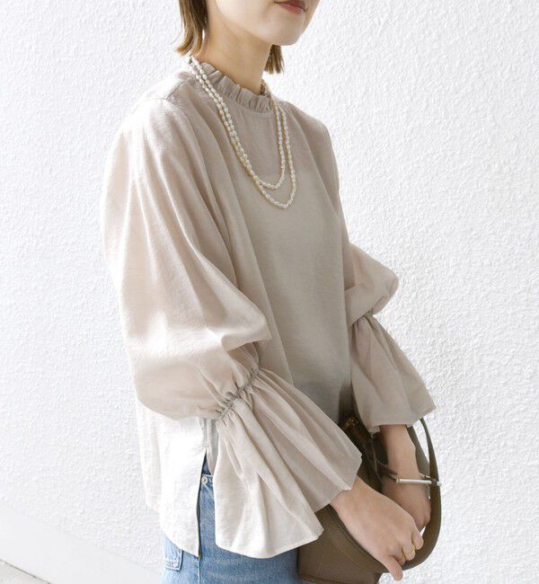 SHIPS for women「〈手洗い可能〉シルク混 シャイニー フリル スリーブ ブラウス」|シャツ・ブラウス|