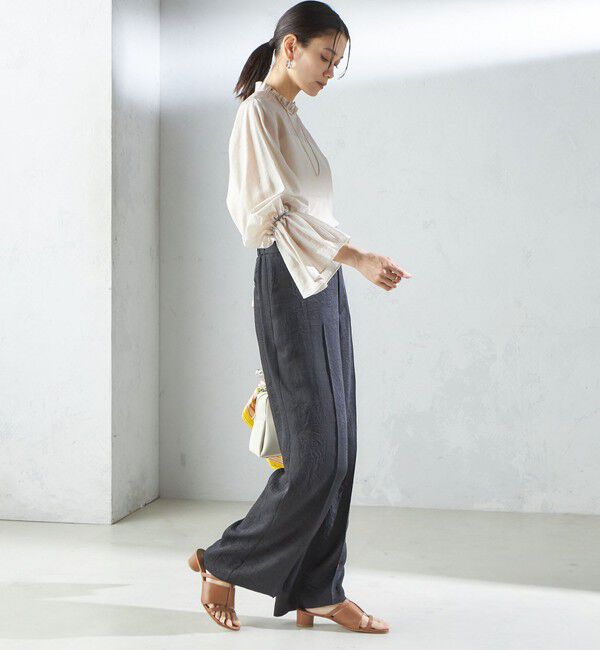 SHIPS for women「〈手洗い可能〉シルク混 シャイニー フリル スリーブ ブラウス」|シャツ・ブラウス|