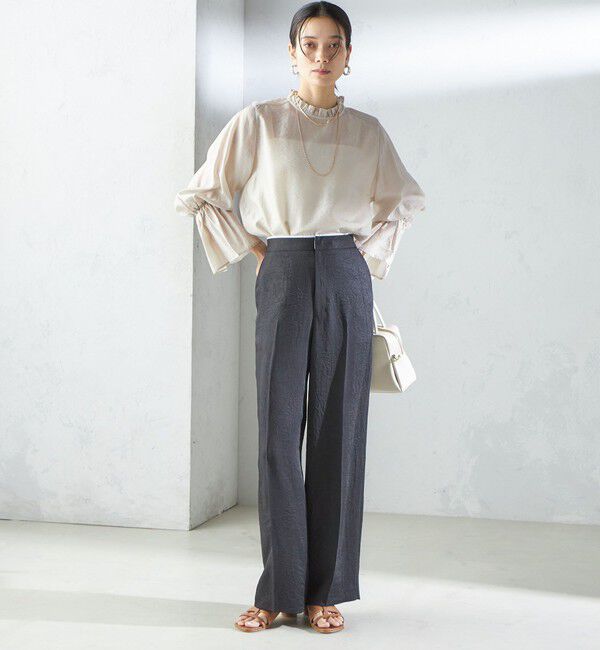 SHIPS for women「〈手洗い可能〉シルク混 シャイニー フリル スリーブ ブラウス」|シャツ・ブラウス|