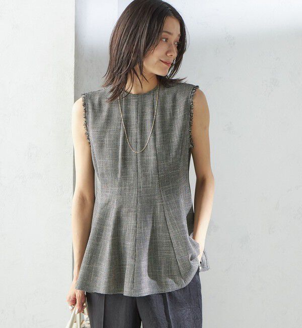 SHIPS for women「〈手洗い可能〉カラミ ペプラム ノースリーブ ブラウス」|シャツ・ブラウス|