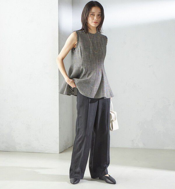 SHIPS for women「〈手洗い可能〉カラミ ペプラム ノースリーブ ブラウス」|シャツ・ブラウス|