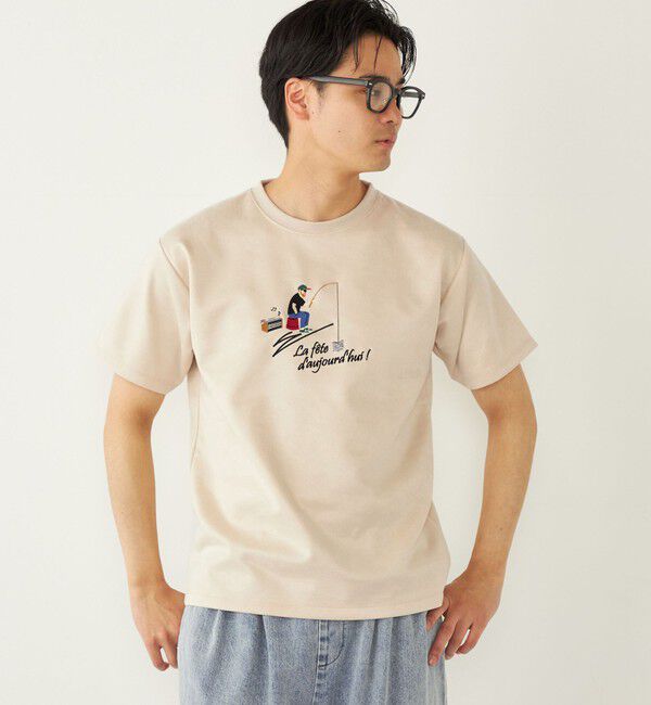 SHIPS Colors 「SHIPS Colors:ポリエステル フェイクスエード エンブロイダリー Tシャツ」|Tシャツ・カットソー|ナチュラル