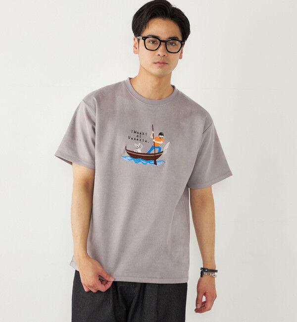 SHIPS Colors 「SHIPS Colors:ポリエステル フェイクスエード エンブロイダリー Tシャツ」|Tシャツ・カットソー|