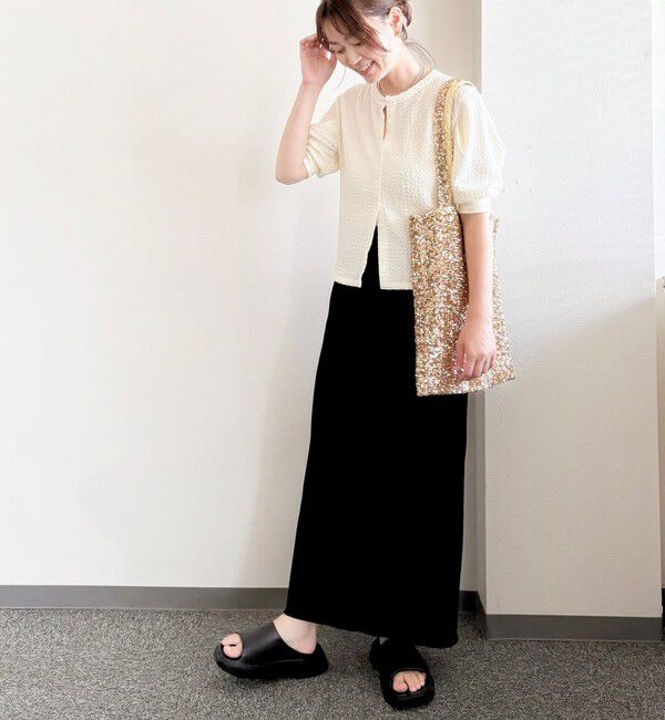 SHIPS for women「【WEB限定】〈手洗い可能〉バンピー シャーリング 5分袖 カーディガン」|カーディガン|