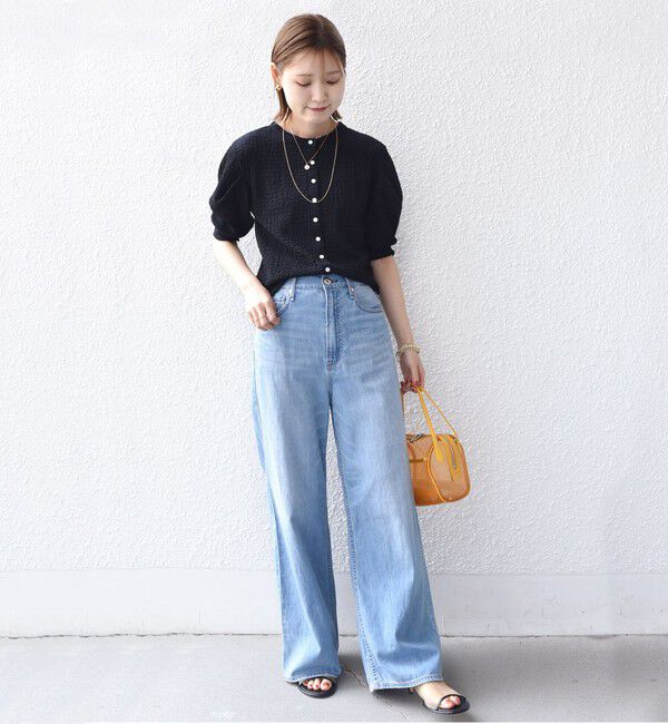 SHIPS for women「【WEB限定】〈手洗い可能〉バンピー シャーリング 5分袖 カーディガン」|カーディガン|