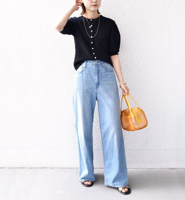 SHIPS for women「【WEB限定】〈手洗い可能〉バンピー シャーリング 5分袖 カーディガン」|カーディガン|