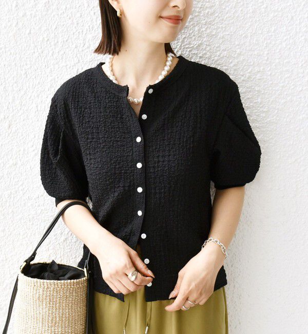 SHIPS for women「【WEB限定】〈手洗い可能〉バンピー シャーリング 5分袖 カーディガン」|カーディガン|