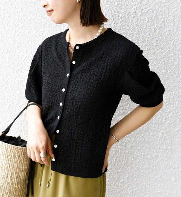 SHIPS for women「【WEB限定】〈手洗い可能〉バンピー シャーリング 5分袖 カーディガン」|カーディガン|