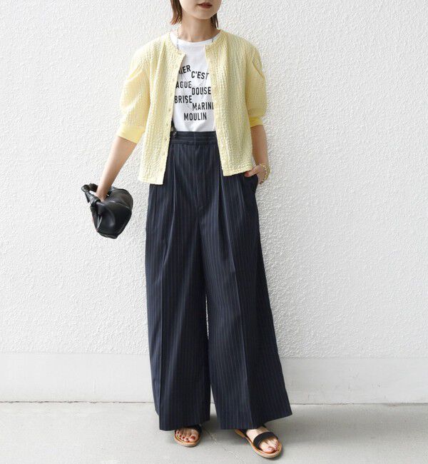 SHIPS for women「【WEB限定】〈手洗い可能〉バンピー シャーリング 5分袖 カーディガン」|カーディガン|