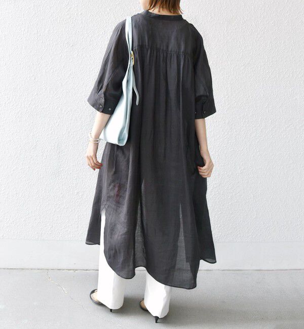 SHIPS for women「〈手洗い可能〉ラミー 4 スタンドカラー シャツ ワンピース」|ワンピース|