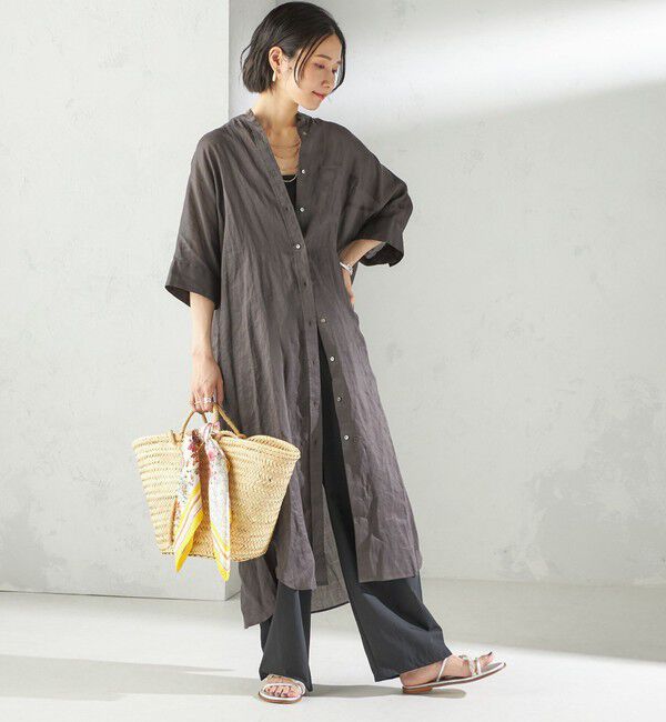 SHIPS for women「〈手洗い可能〉ラミー 4 スタンドカラー シャツ ワンピース」|ワンピース|