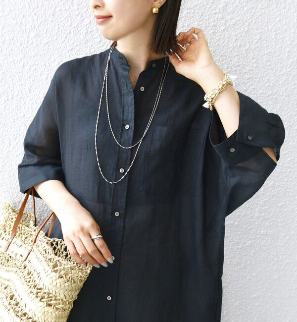 SHIPS for women「〈手洗い可能〉ラミー 4 スタンドカラー シャツ ワンピース」|ワンピース|