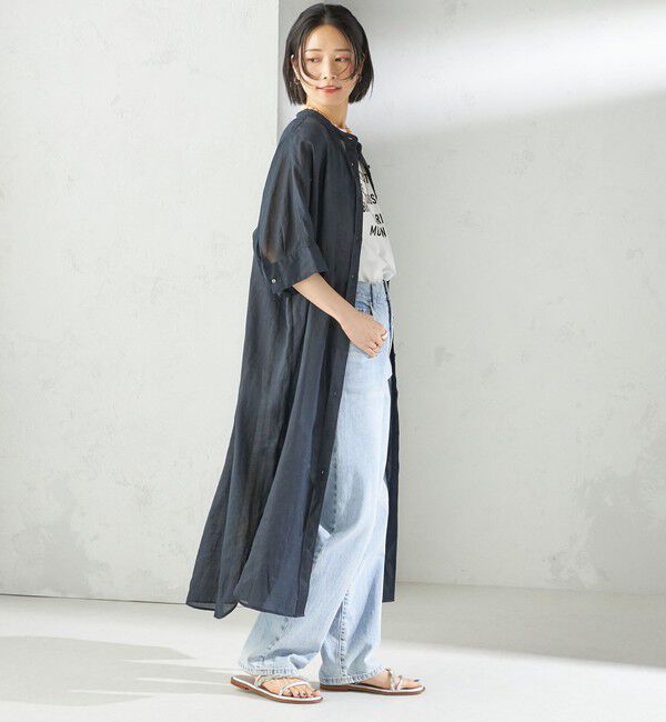 SHIPS for women「〈手洗い可能〉ラミー 4 スタンドカラー シャツ ワンピース」|ワンピース|