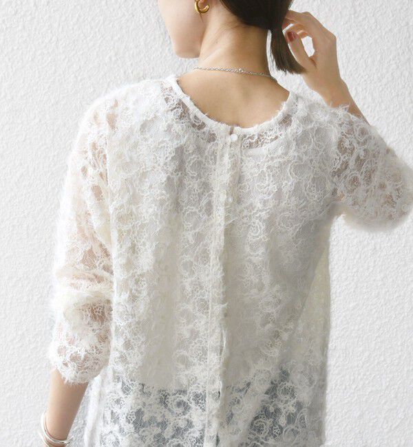 SHIPS for women「《追加予約》【WEB限定】〈手洗い可能〉チュール フェザー レース 羽織」|シャツ・ブラウス|
