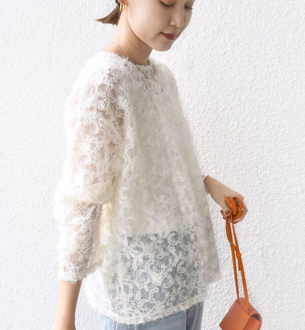 SHIPS for women「《追加予約》【WEB限定】〈手洗い可能〉チュール フェザー レース 羽織」|シャツ・ブラウス|