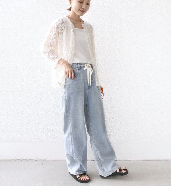 SHIPS for women「《追加予約》【WEB限定】〈手洗い可能〉チュール フェザー レース 羽織」|シャツ・ブラウス|